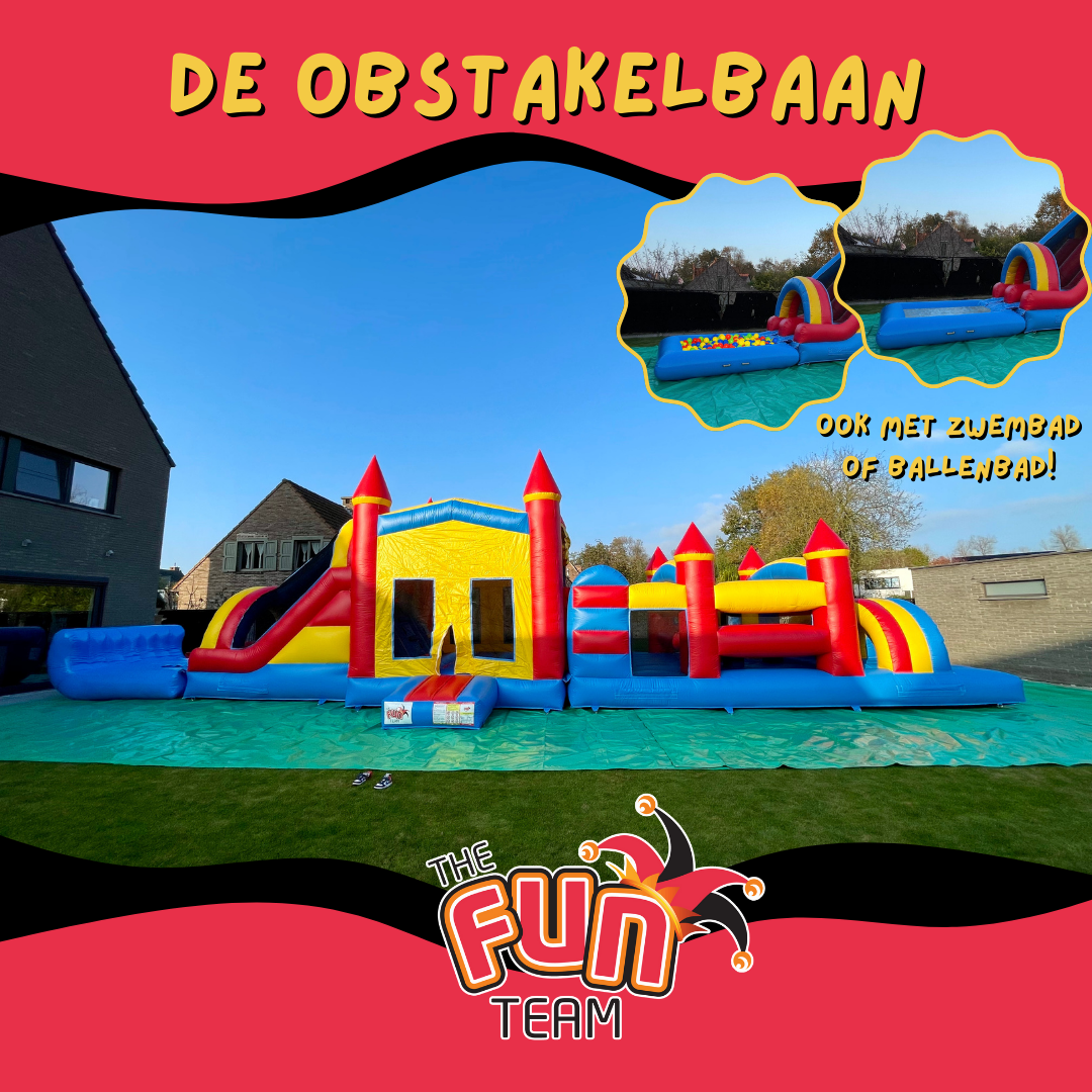 Obstakelbaan en springkasteel op evenement Waasland